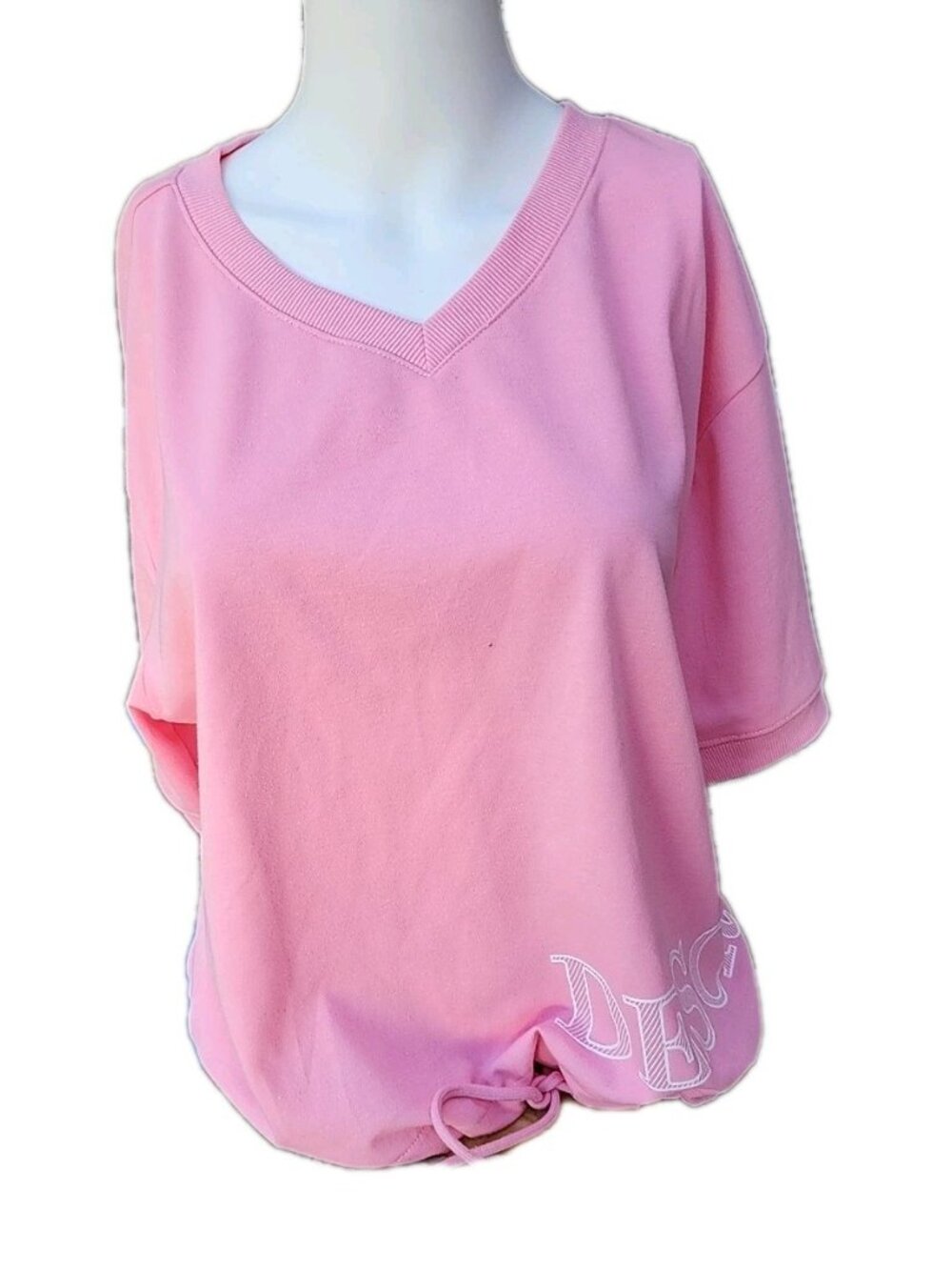 Cubus Korea 'Description' Pink Athleisure Short Sleeved Bottom Tie Top Sz M/L View 2